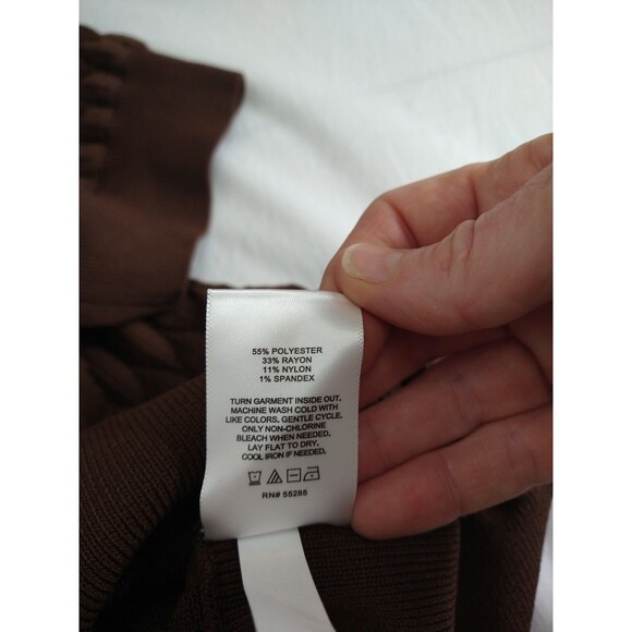 NWOT Express Sz XL Chocolate Brown Short Sleeve Button Up Sweater Puffy Quilted - Picture 8 of 10